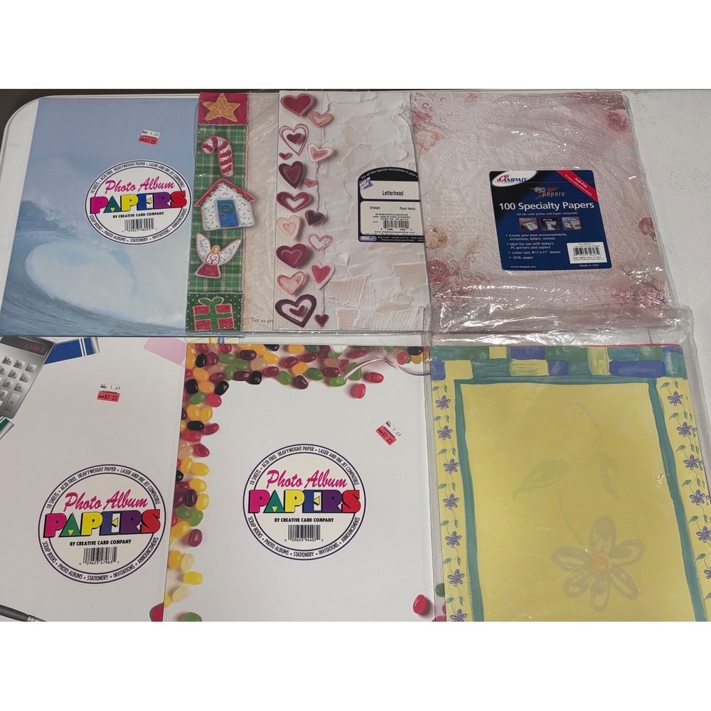 Vintage Scrapbook Paper Bundle Ampad Specialty Hearts Floral 6 Partial Packs